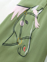 Fashionable Young Girls Polo Collar Cartoon Pony Embroidery Short Sleeve Dress